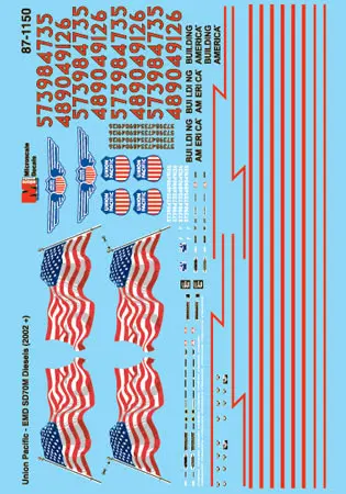 Union Pacific Diesels "Building America" Scheme 2002+ Decals 1