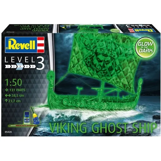 Viking Ghost Ship With Glow-In-The-Dark Paint (1/50 Scale) Boat Model Kit 1