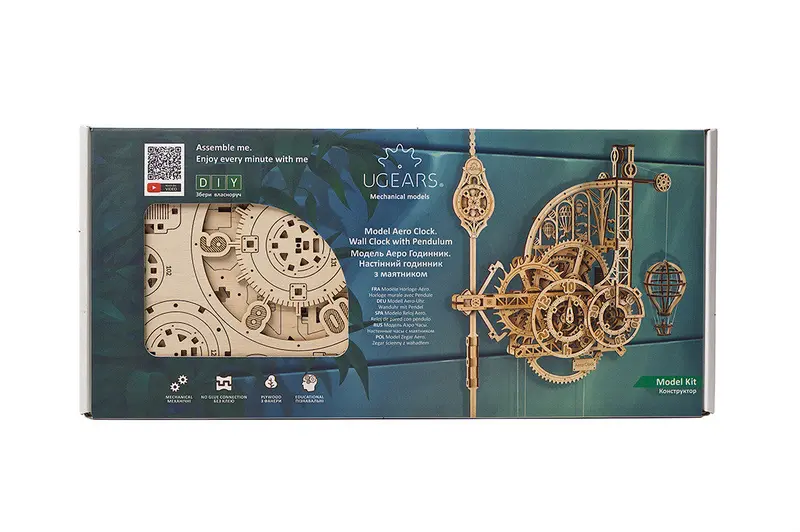 Wooden Aero Clock Mechanical Model Kit 1