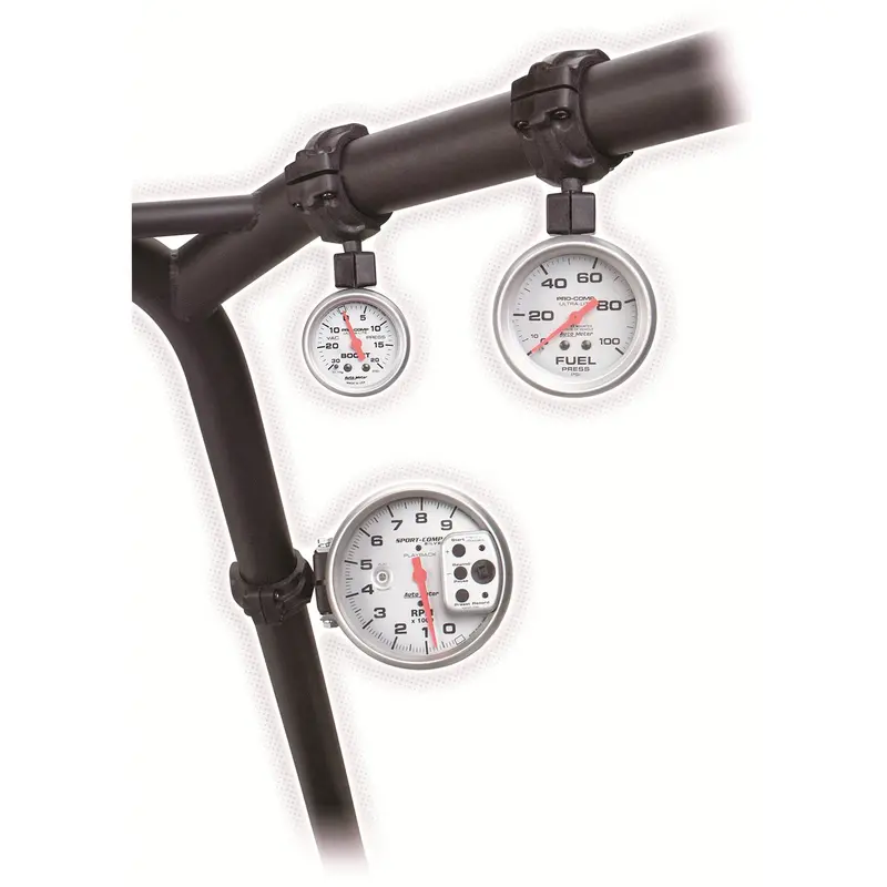 Autometer Roll Cage Gauge Mount – Fits 1.625" Tubing, Holds 2-1/16" Instruments (Black) 1
