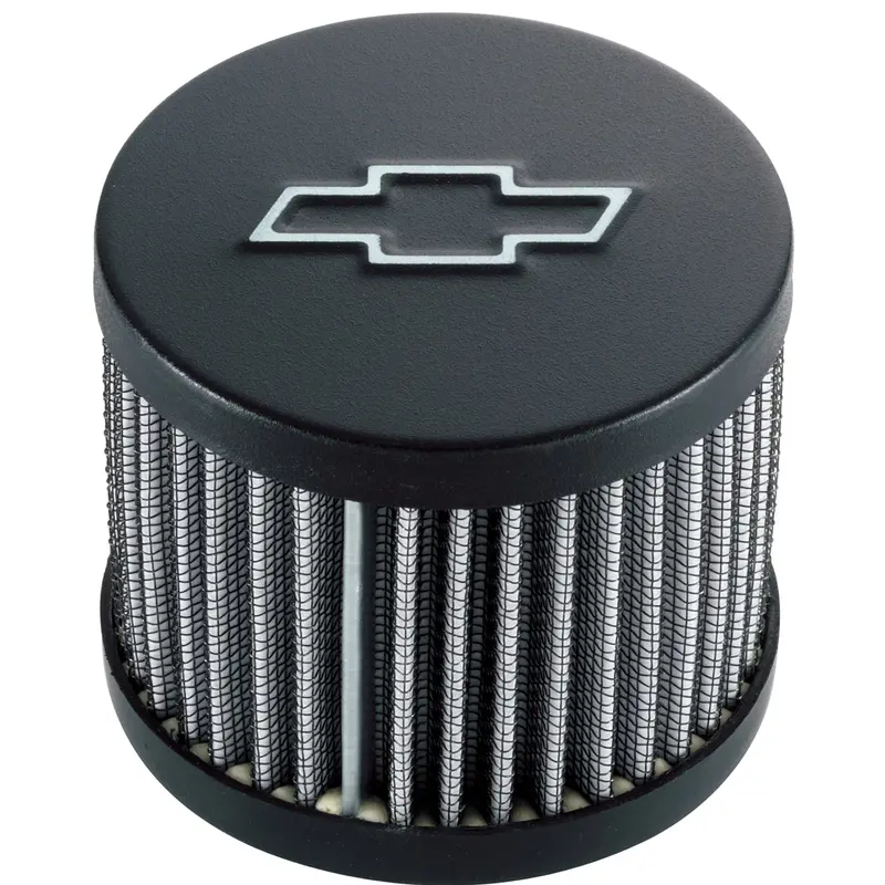 Proform 141-614 Engine Valve Cover Breather; 3"; Chevy Logo; Push-In Style W/O Hood; Blk Crinkle 1