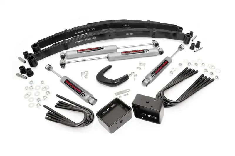 Rough Country 4-Inch Suspension Lift Kit – Includes Performance Shocks, Brackets, And Hardware 1