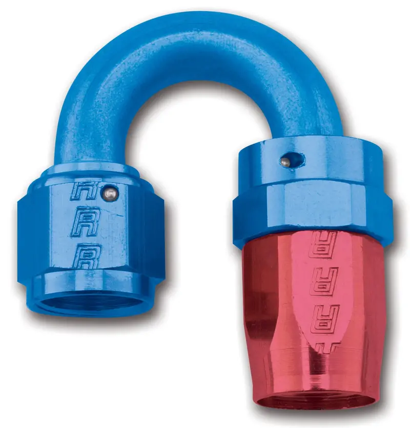 Russell 613500 Full-Flow 180° Swivel Hose End – -06An, Red/Blue, Tight-Radial Design 1