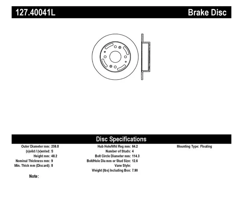 Stoptech 127.40041L Drilled & Slotted Brake Rotor – Rear Left Position 1