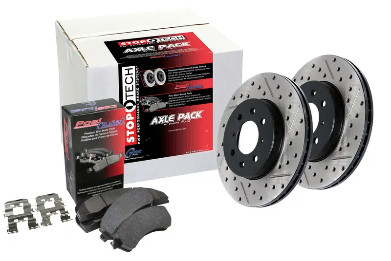 Stoptech Street Axle Pack: Drilled & Slotted 4-Wheel Brake Kit (Model 935.39009) 1