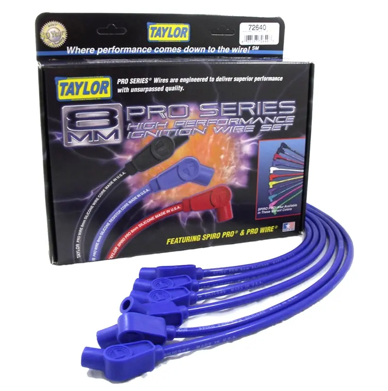 Taylor Cable 77622 8Mm Spiro-Pro Blue Ignition Wire Set – 11.75", 180° Boots 1