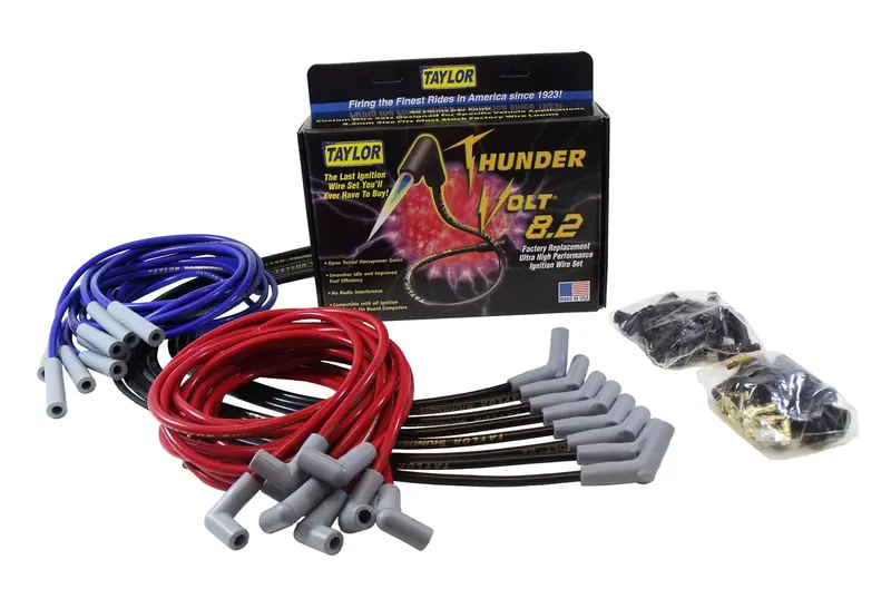 Taylor Cable Thundervolt 8.2Mm Spiro-Wound Ignition Wire Set – Red, Precision Fit, 135° Boots 1